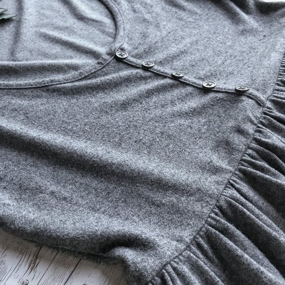 LIKE NEW Wild Fable Grey Long Sleeve Tiered Skirt Babydoll Dress - Picture 5 of 12